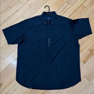 New. Beretta Brand Men's Navy Button-Down Performance Shirt